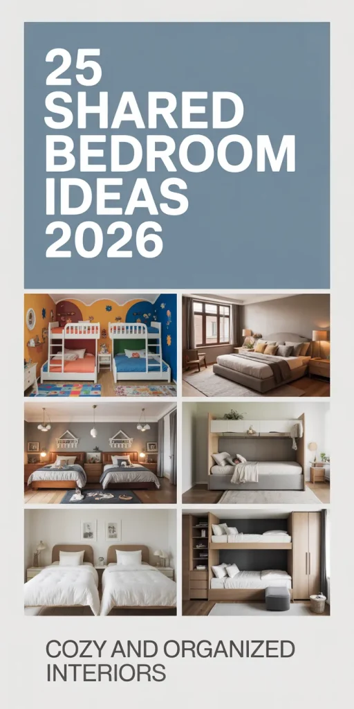 Bright Youthful Shared Bedroom with Hexagon Pattern and Color Blocks