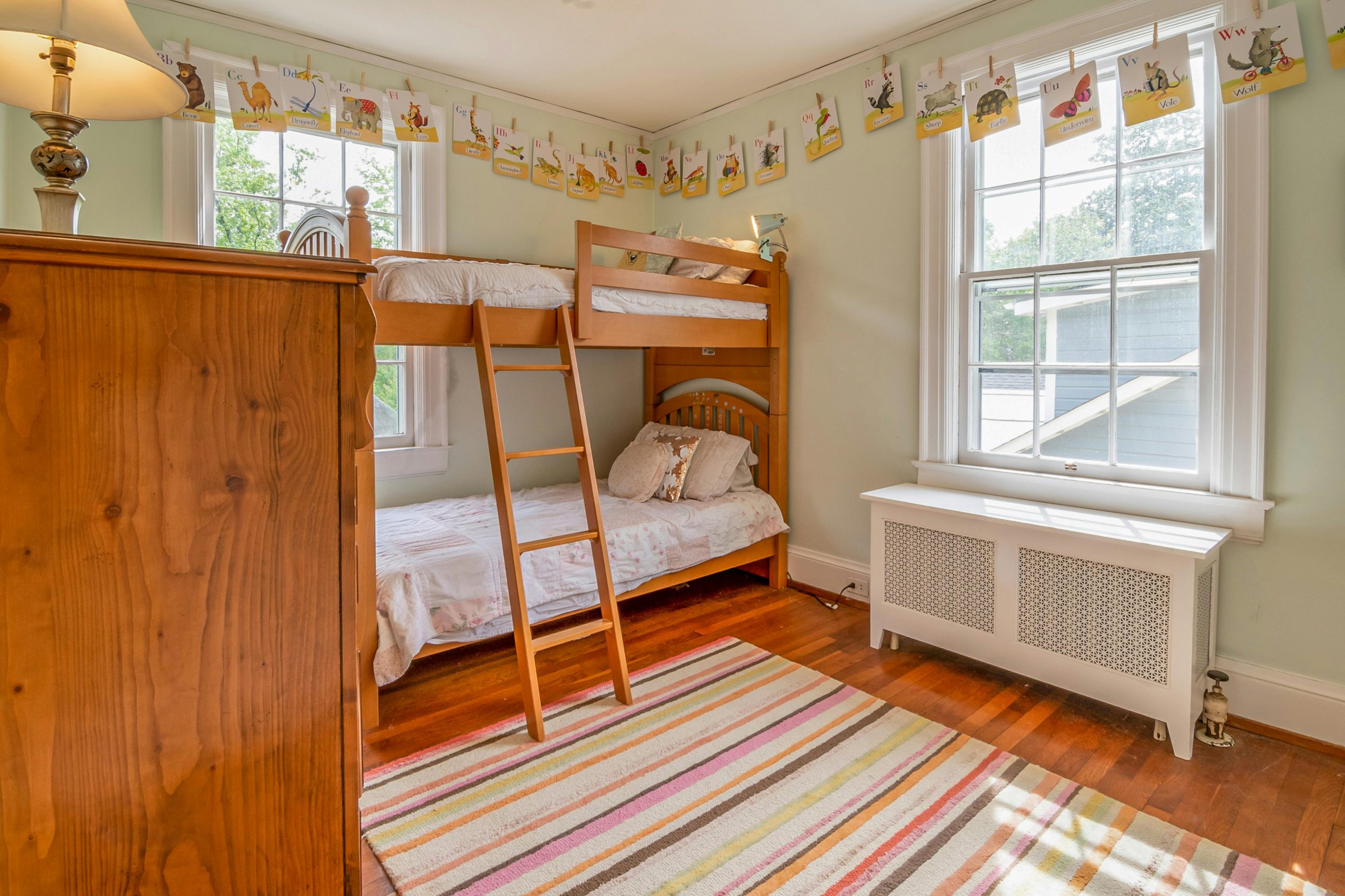 Cozy Kids' Room with Bunk Beds and Alphabet Decor