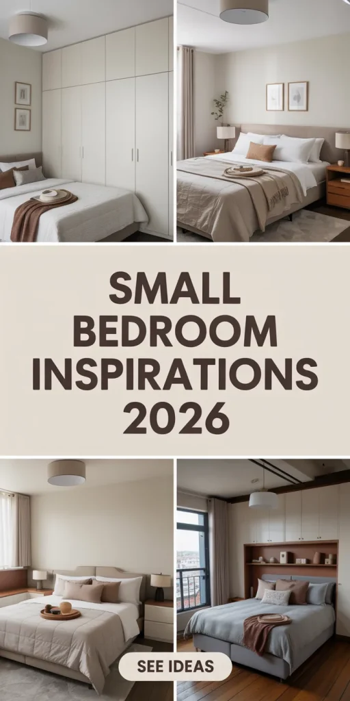 Fitted blue cabinetry and shelving surrounding a bed