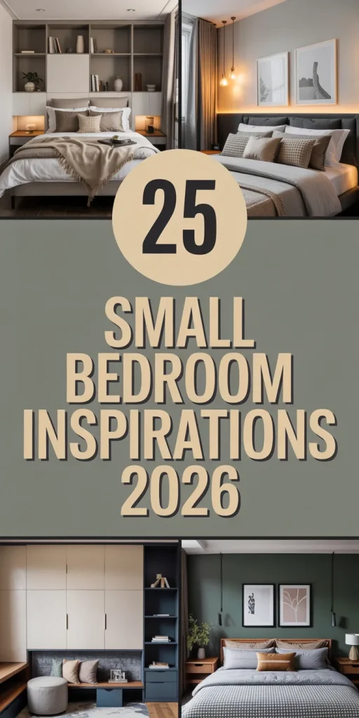 Neutral Small Bedroom with Minimalist Decor and Wood Accents