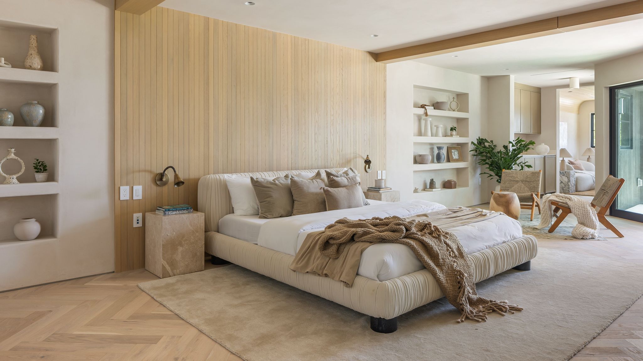 Warm Wood Paneling with Thoughtful Built-in Niches