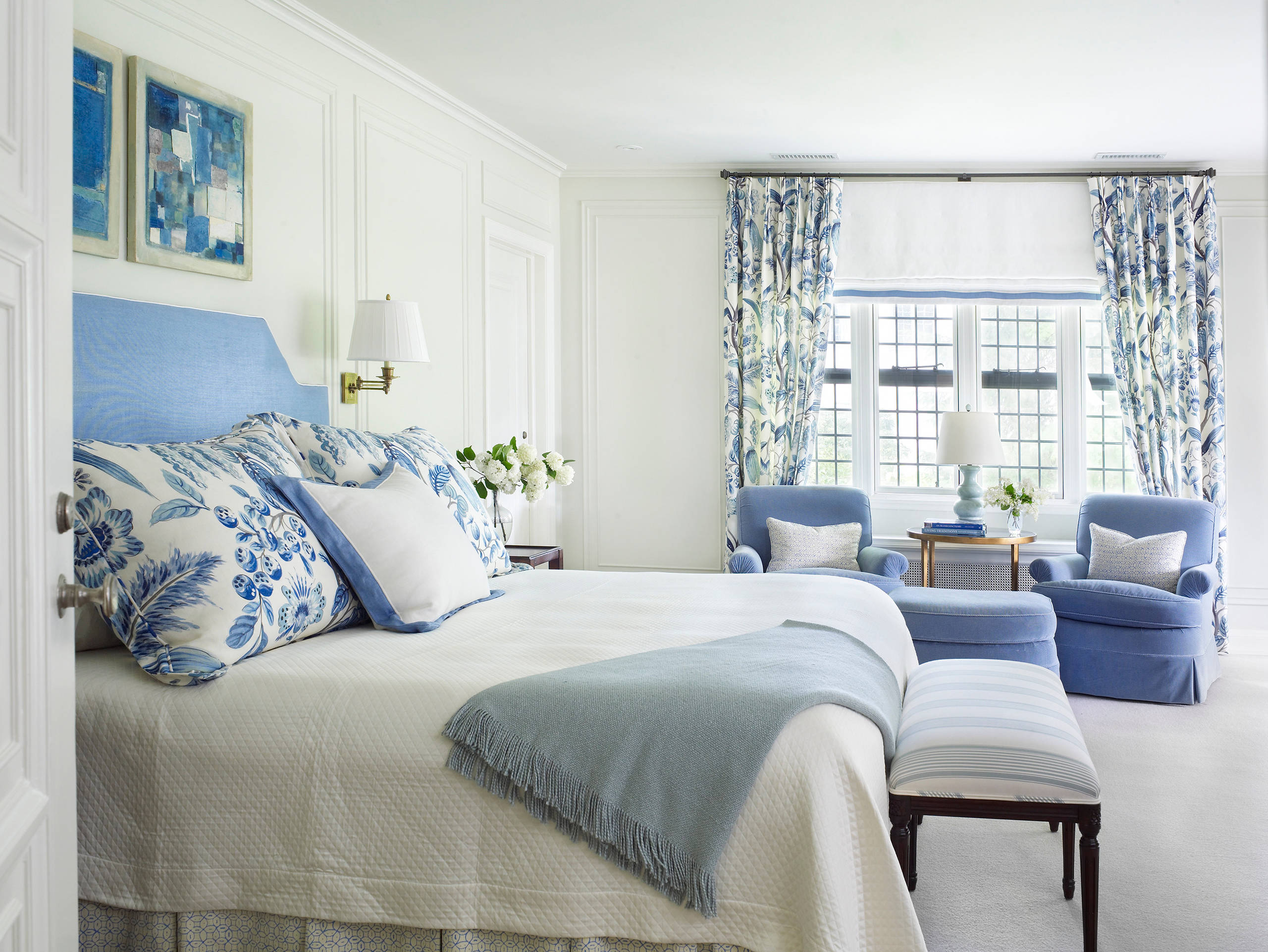 5. Blue & White Floral Paneling