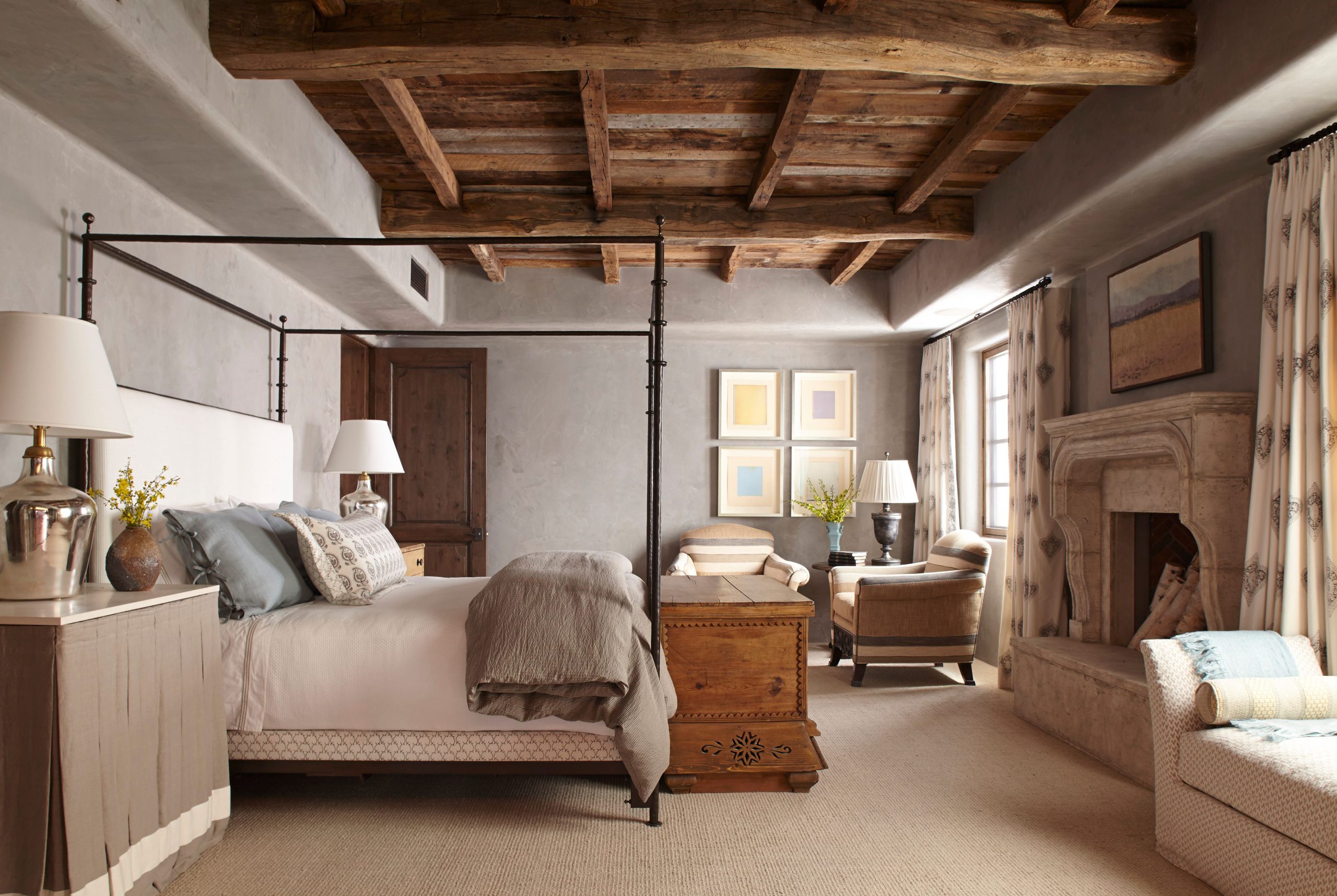 20. Beamed Ceiling & Stone Fireplace Grandeur