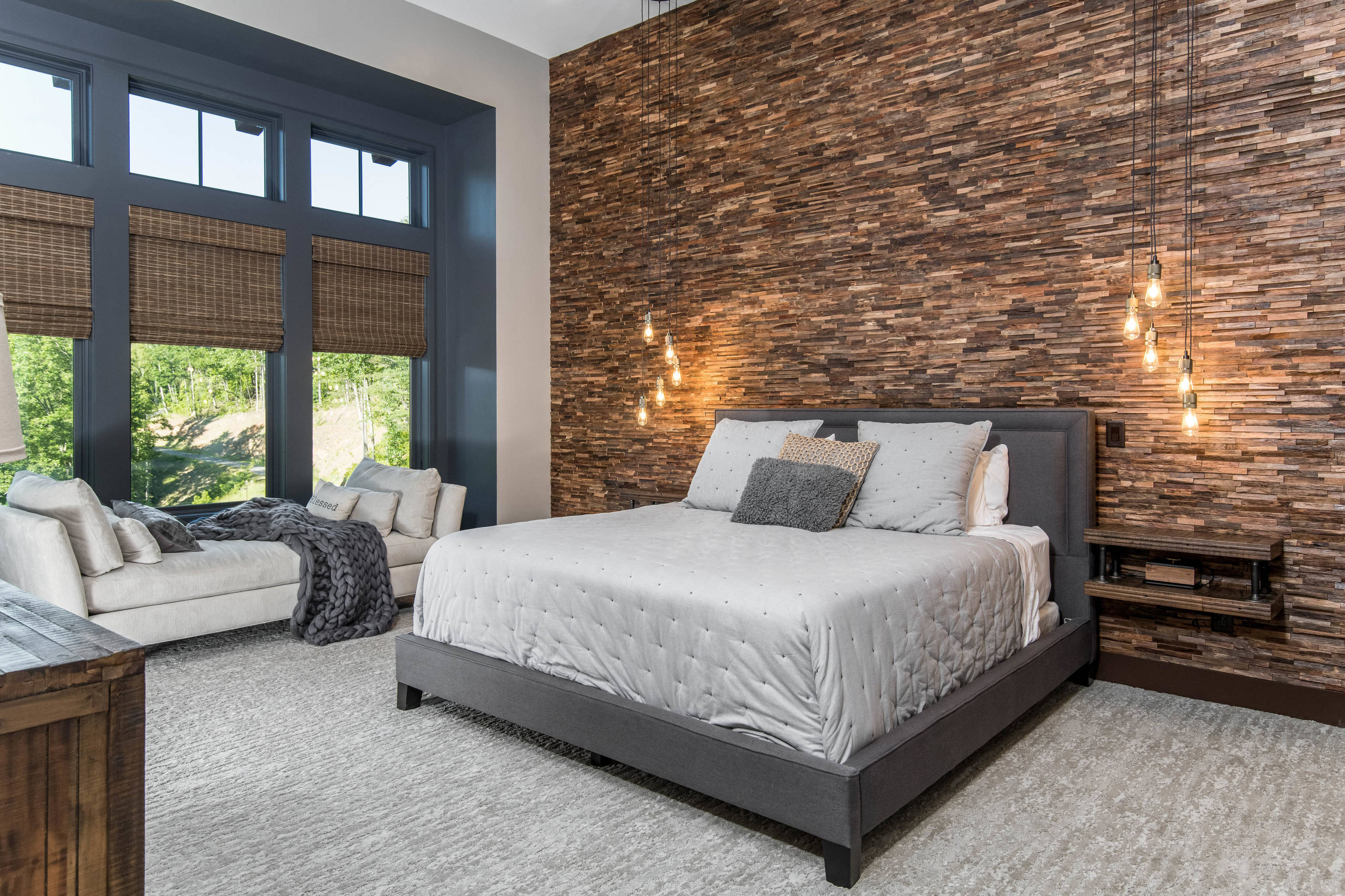 12. Industrial Rustic Charm with Wood and Edison Bulbs