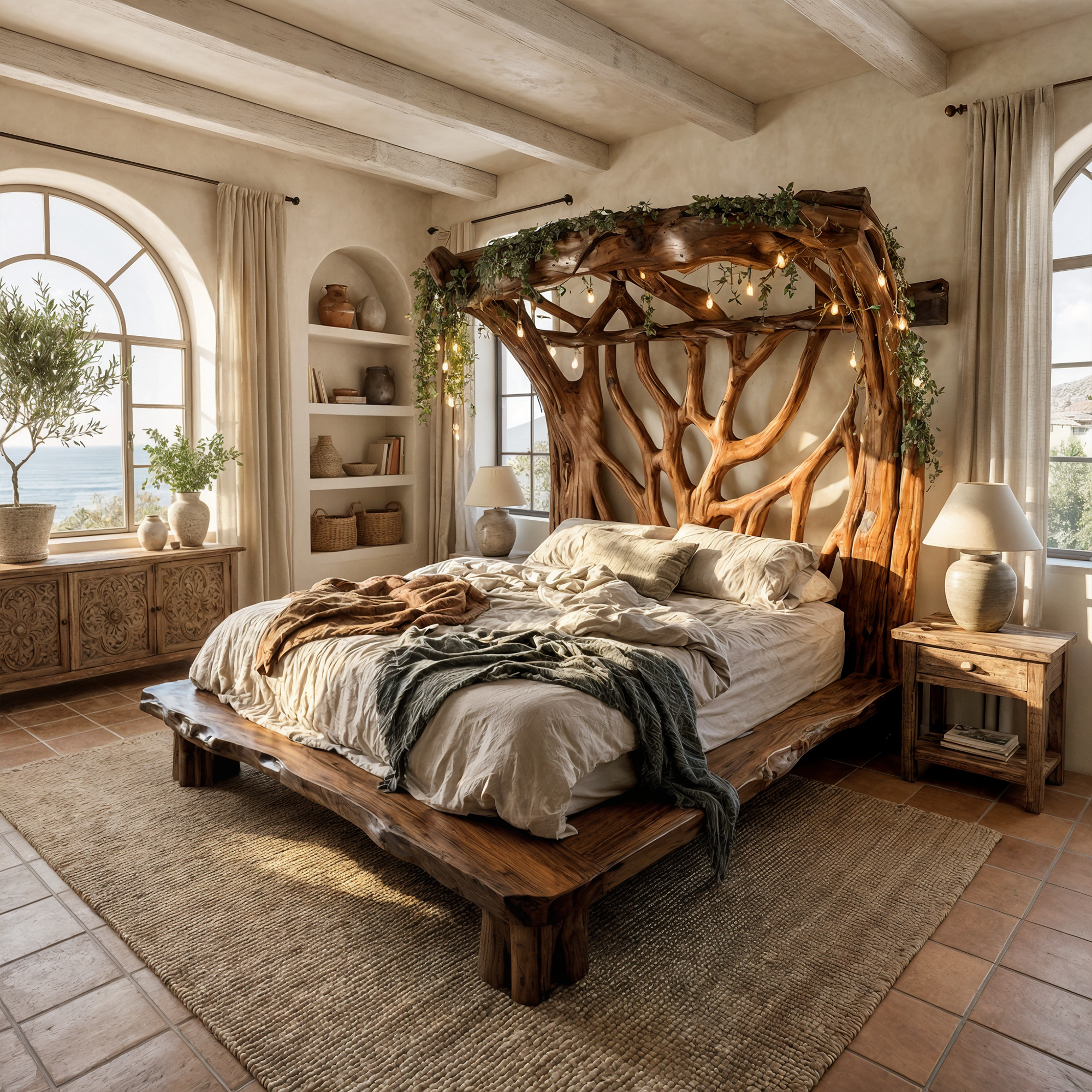 25. Organic Live-Edge Wood with Terracotta and Sea Views