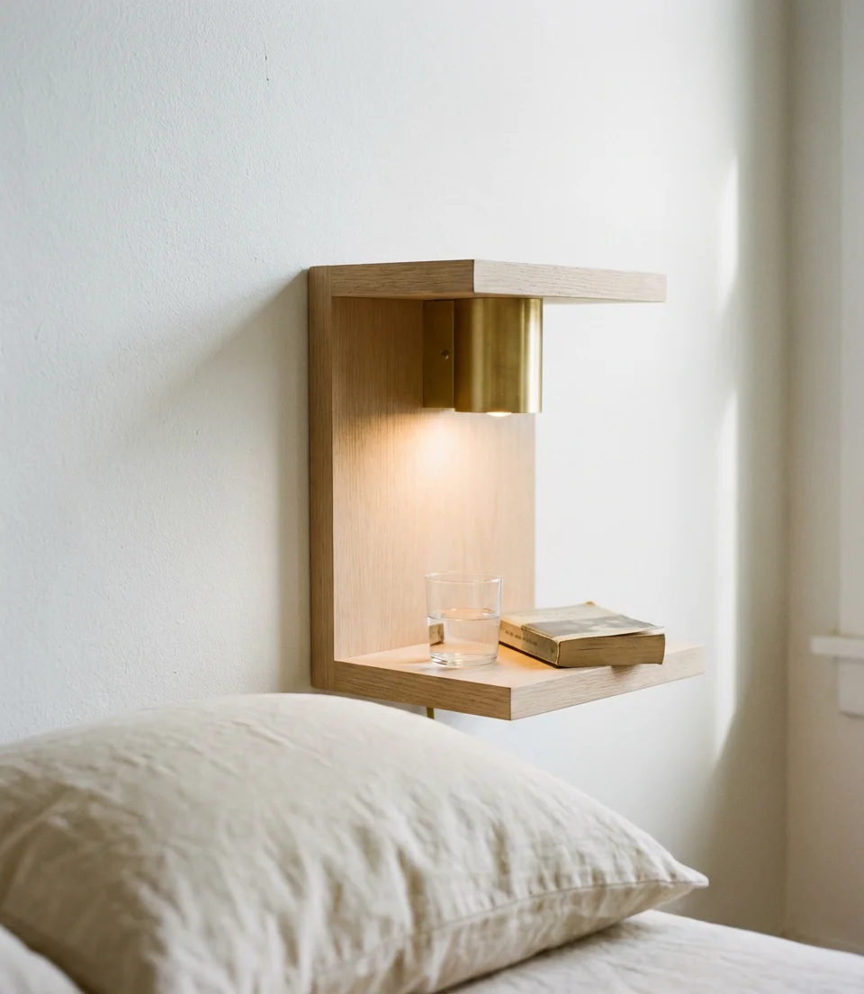 Wall-Mounted Bedside Sconce Shelf Combo 2
