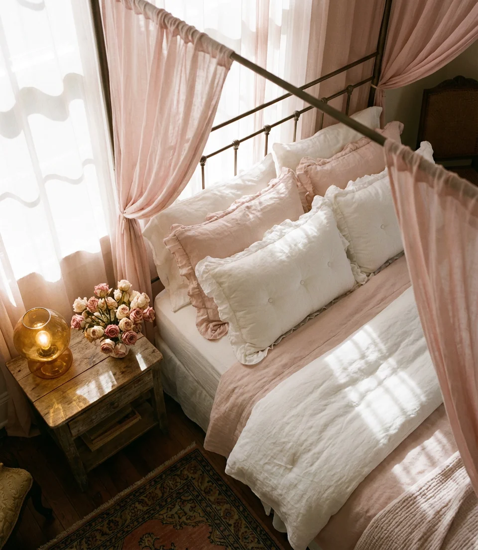 Girly Pink Canopy Bed Dream Room 2