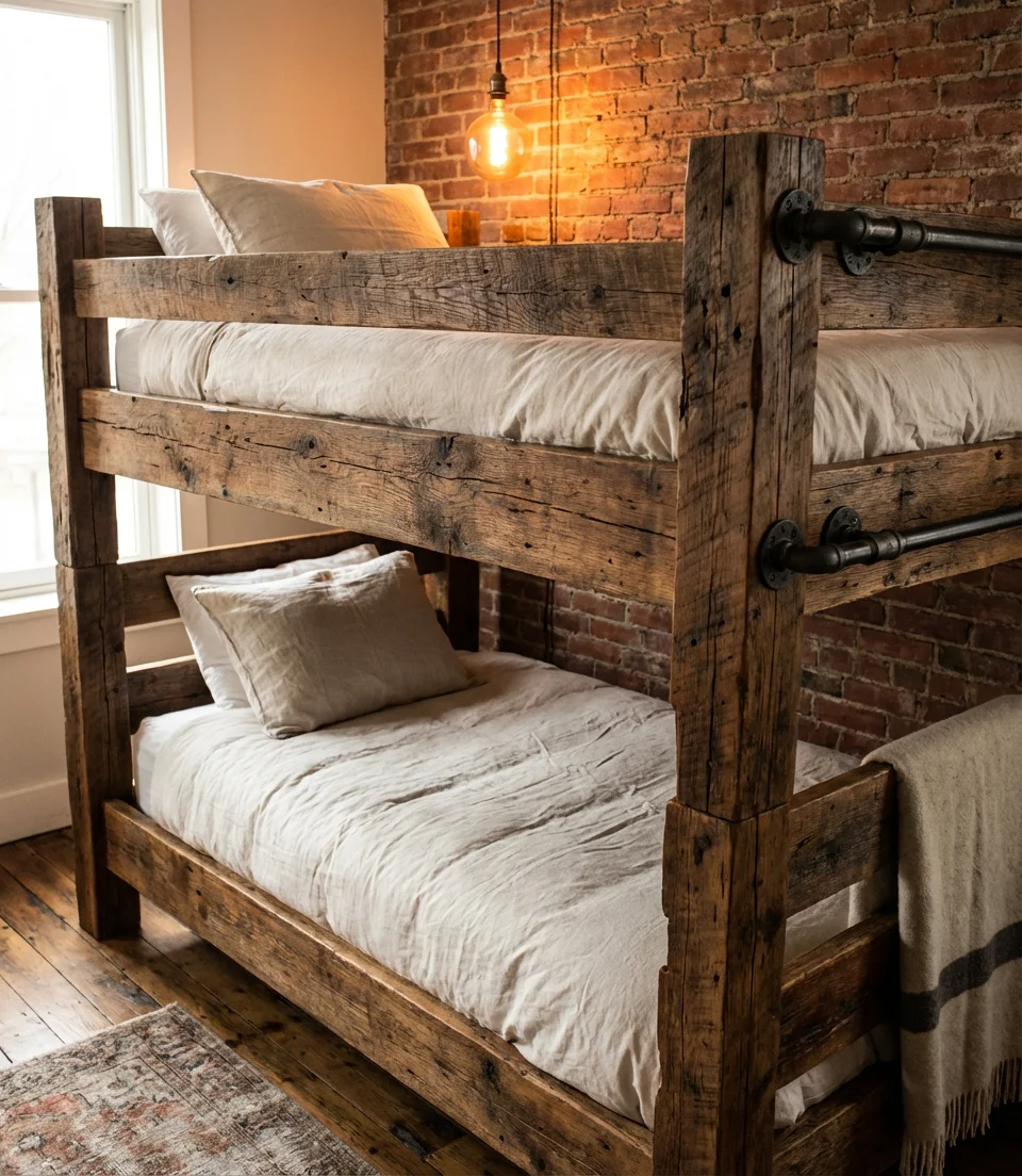 Repurposed Wood Bunk Beds with Character 1