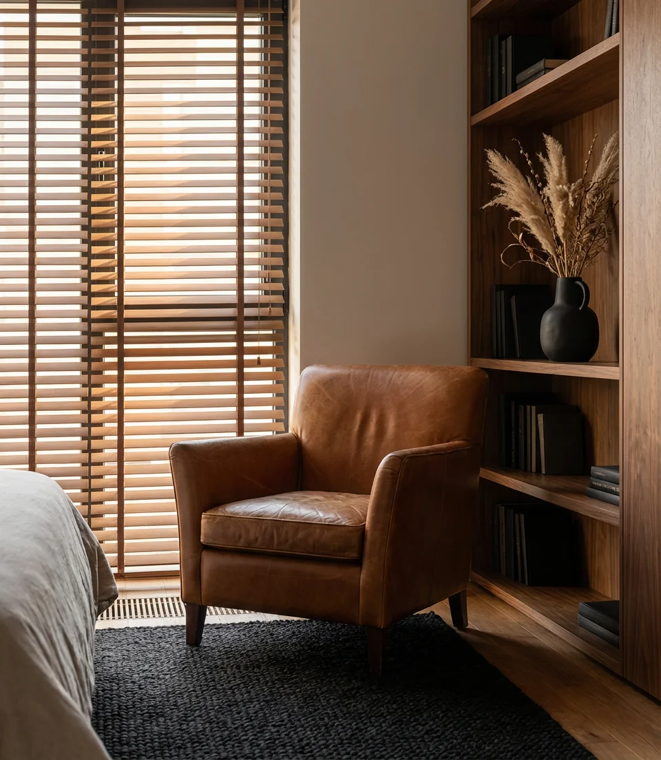 Black and Brown Bedroom with Leather Accents 2