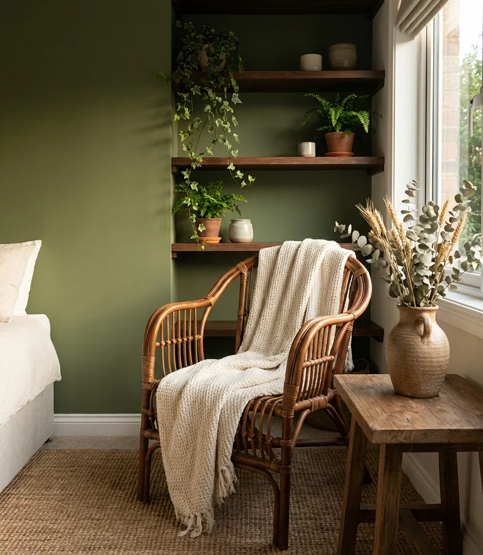 Green and Brown Earthy Bedroom 2