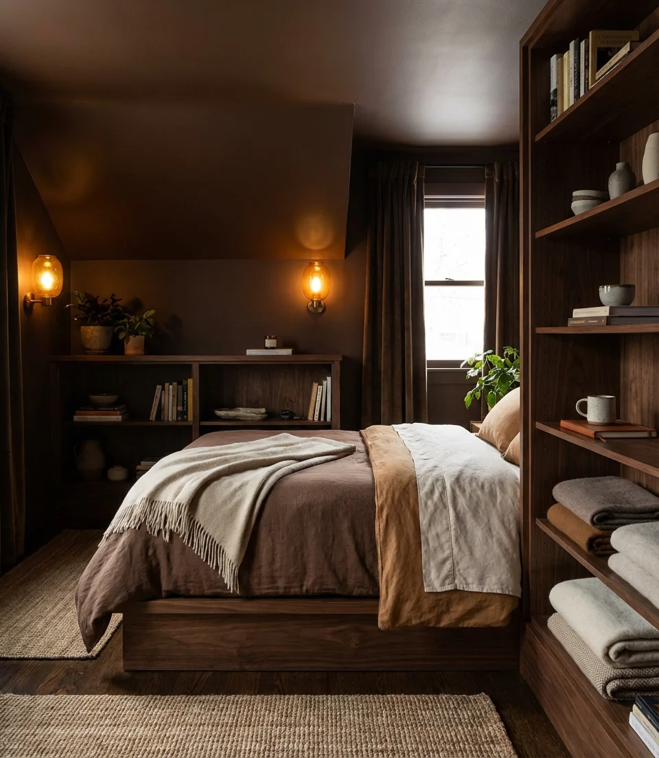 Cozy Brown Bedroom for Small Spaces 1