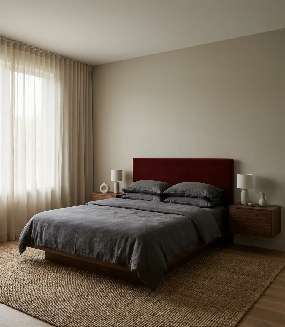 Red and Gray Bedroom With Modern Restraint 1