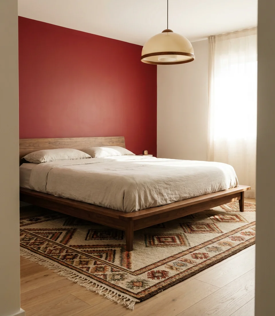 Cherry Red Bedroom With Vintage Flair 2
