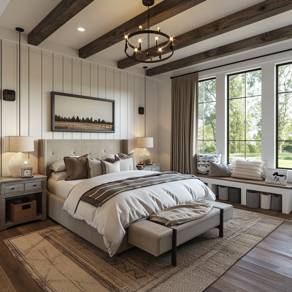 5. Rustic Comfort with Beamed Ceilings and Shiplap