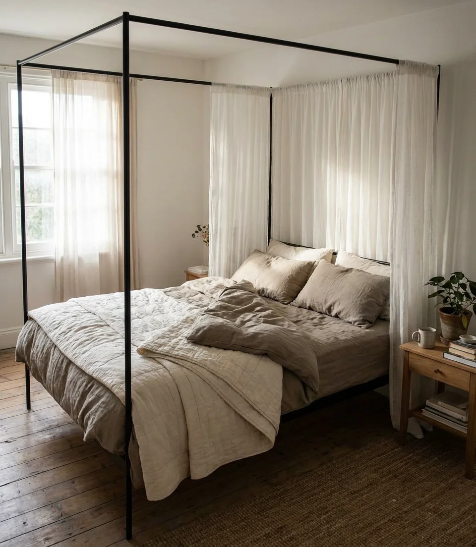 Cozy Couples Canopy Bed in Tight Quarters 1