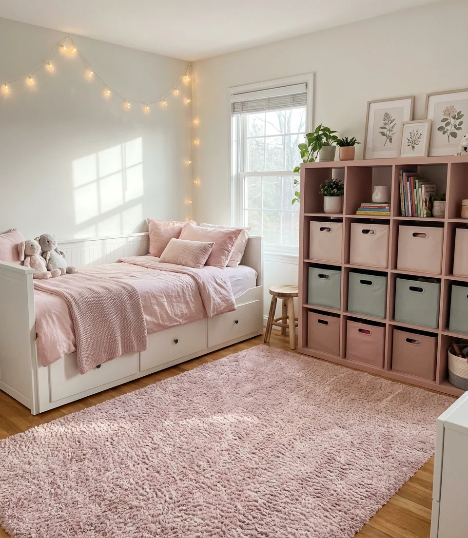 Pink IKEA Small Space Girls' Room 1
