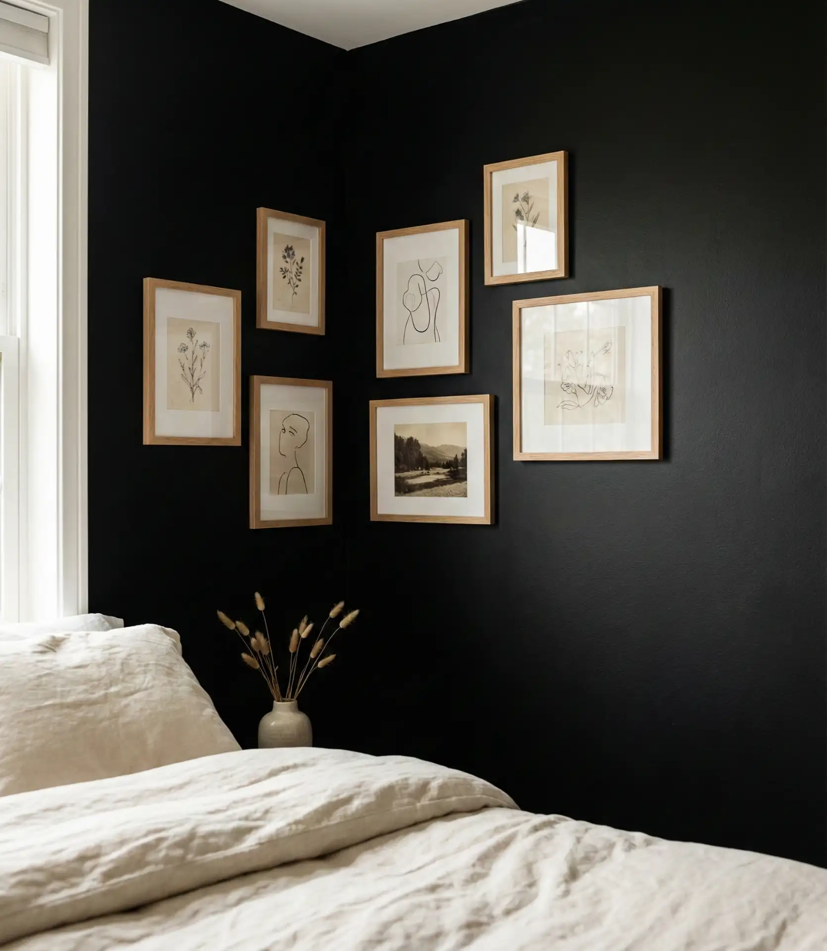 Black Accent Wall with Gallery of Framed Inspiration 1