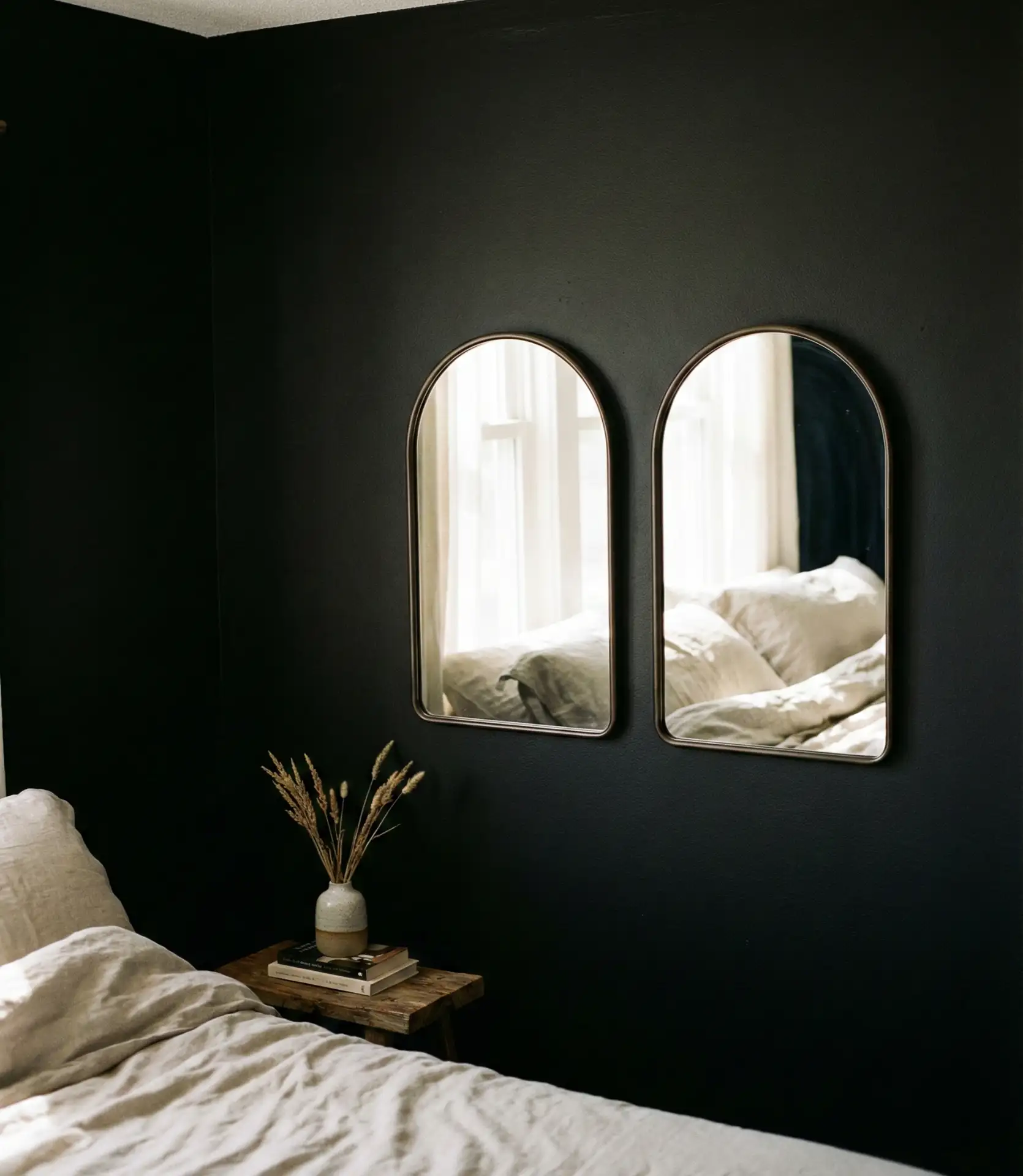 Black Accent Wall with Decorating Ideas Using Mirrors 2