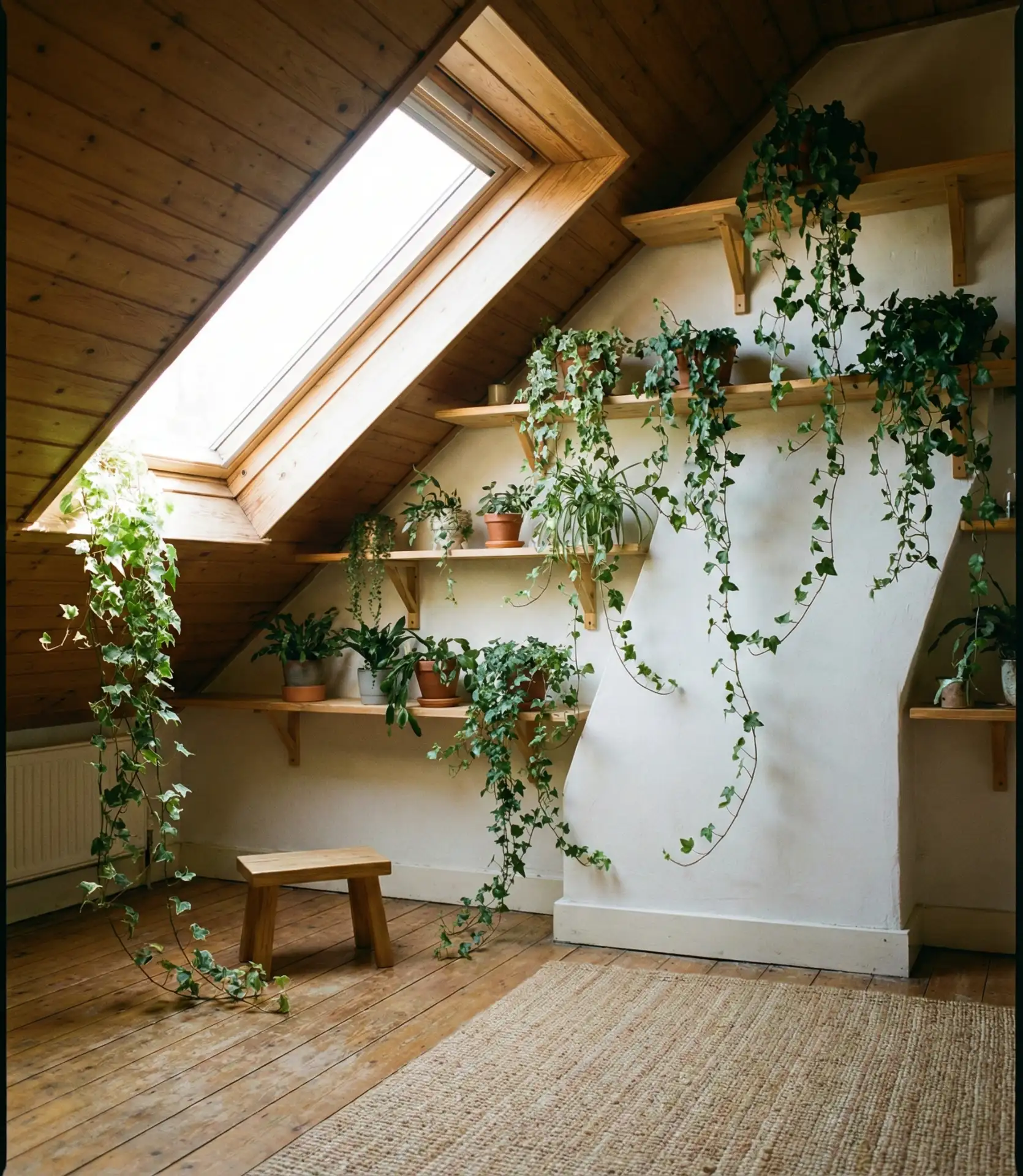 Slanted Ceiling Attic with Hanging Plants 2